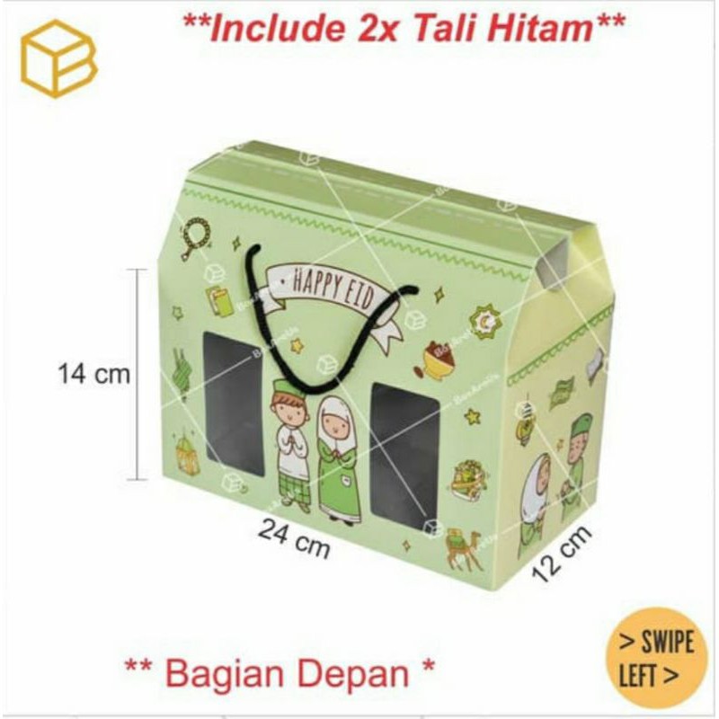 

BOX HAMPERS IDUL FITRI - Packaging Kue Kering / Biskuit Lebaran [JUAL SATUAN] hijau
