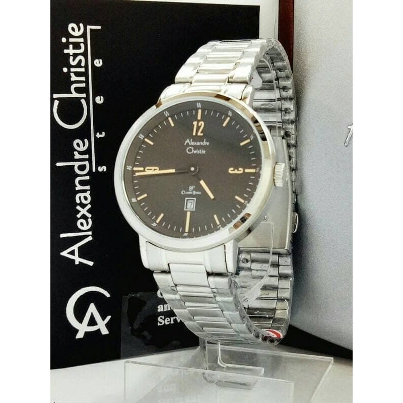 JUAL JAM BRENDED WANITA MURAH I  ALEXANDRE CHRISTIE AC 8499 WANITA SILVER BLACK ORIGINAL  I TERLARIS