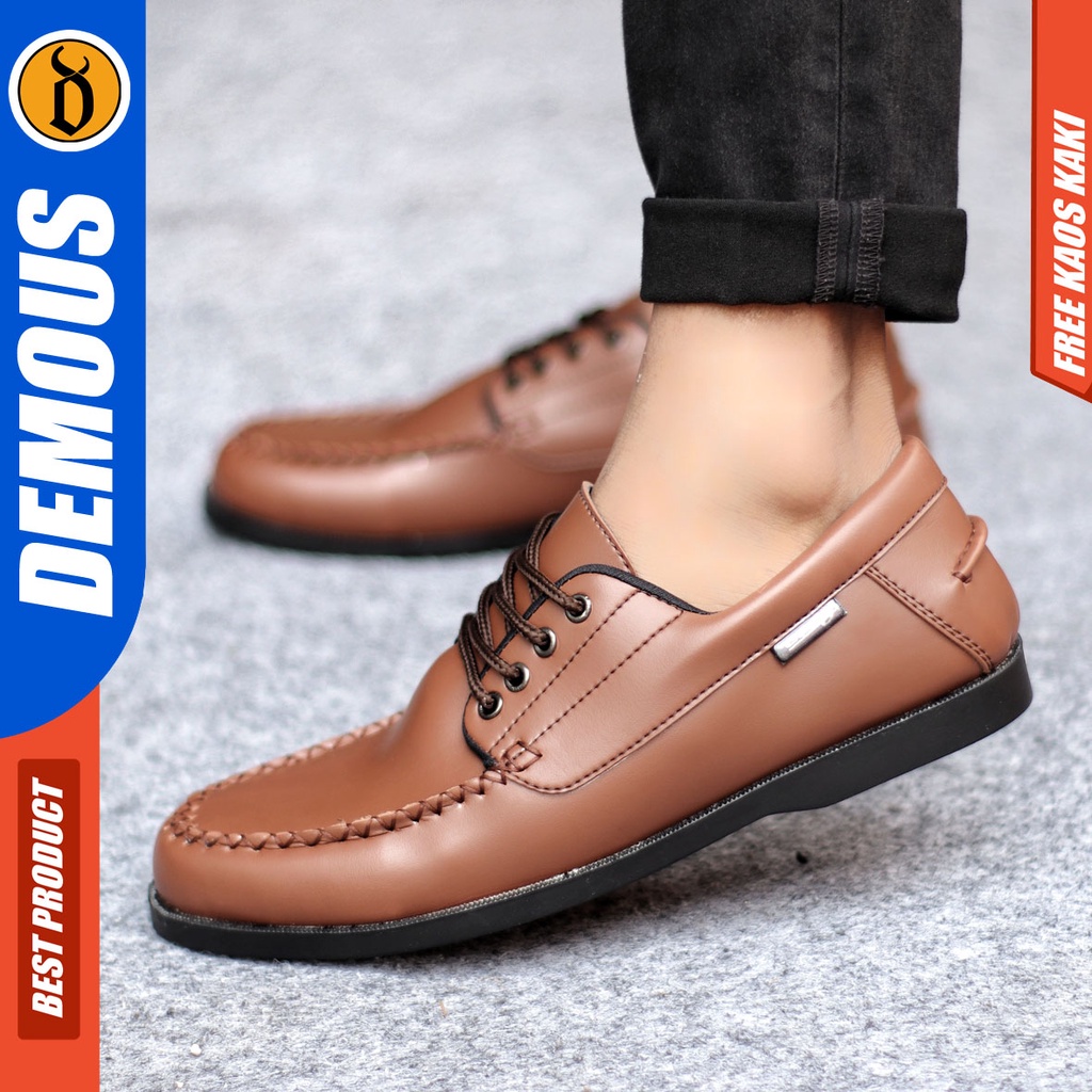 Sepatu Formal Pria Sepatu Casual Pria Kulit Pu Tali Sepatu Pantofel Kerja Kantor Kuliah Kondangan Sepatu Hitam Pria DEMOUS MONZA