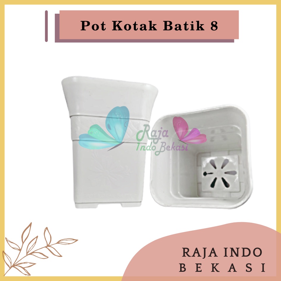 Pot Kotak Kecil BATIK 8 cm Putih By Garden Of Love Pot Kotak Tinggi Kecil 8 Cm Nkt Putih Hitam