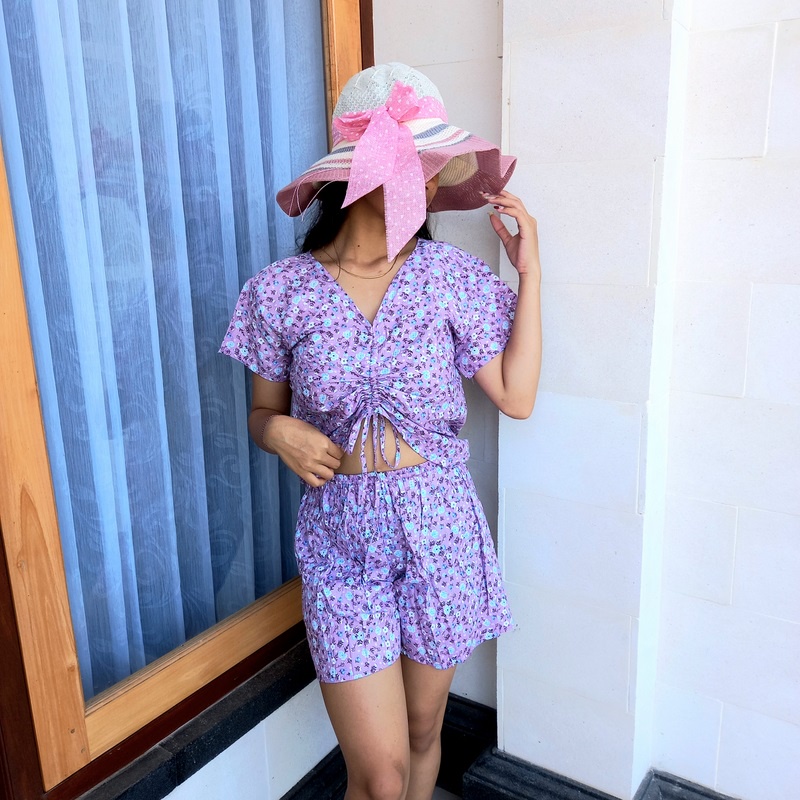 SETELAN SERUT CELANA PENDEK MOTIF