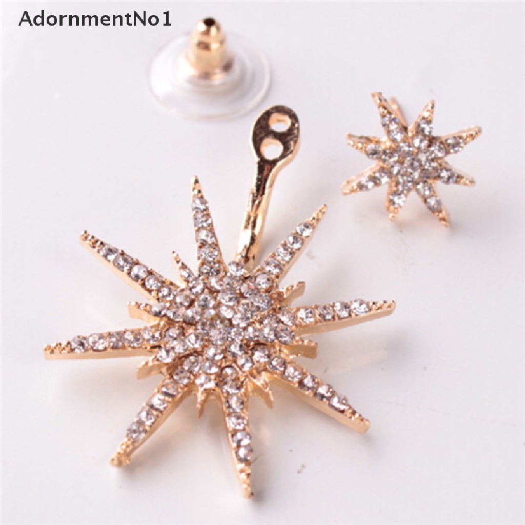 (AdornmentNo1) Anting Tusuk Gantung Desain Snowflake / Bintang Hias Kristal / Berlian Imitasi Untuk Wanita