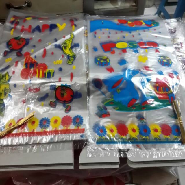 

Plastik Snack ultah motif warna warni isi 30lembar
