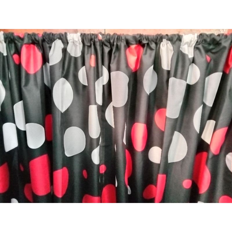 termurah gorden kolong dapur polkadot hitam