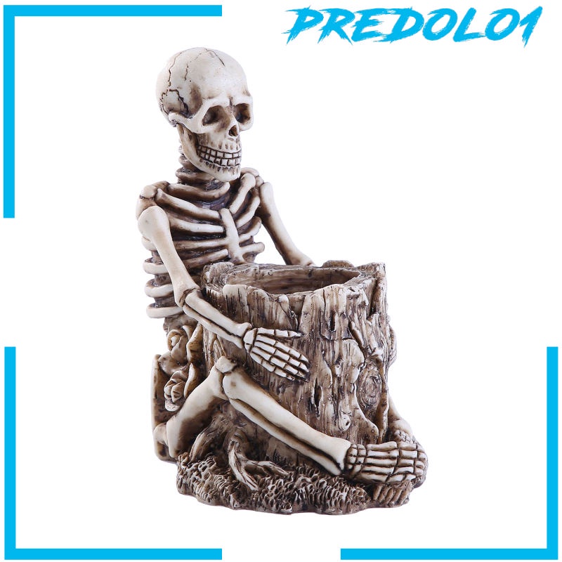 (Predolo1) Holder Pulpen Bentuk Tengkorak Bahan Resin Untuk Dekorasi Halloween