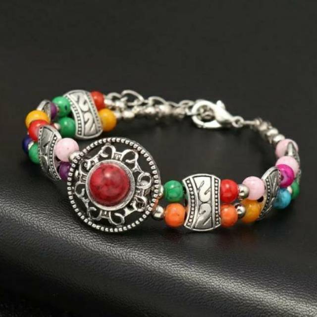 Gelang klasik etnik bohemian tibetan silver