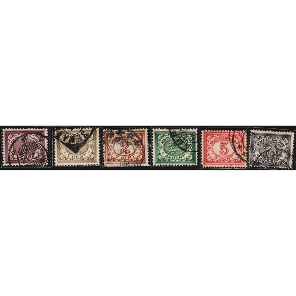 

Perangko Filateli #A1-159 Netherlands Indies VFU 6v 1902 - 1909 Numeral