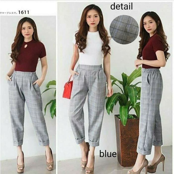 terlaris termurah diskon  TFSW9 BERSHKA PANTS /CELANA PANJANG/CELANA KULOT - Biru  kuliah kantor bar