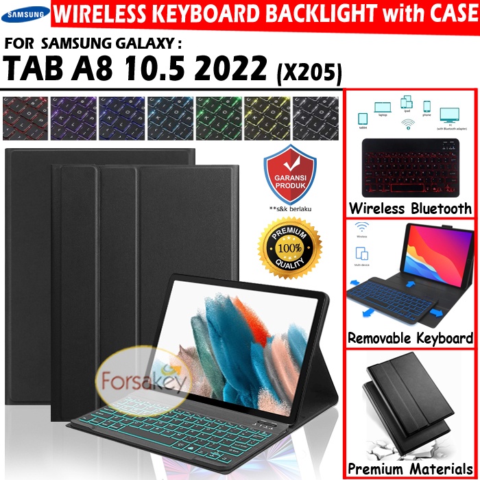 samsung galaxy tab tablet a8 10 5 inch 2021 2022 x200 x205 wireless bluetooth keyboard keybord kibor