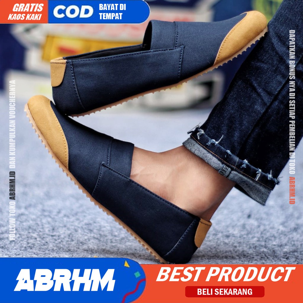 ABRHM X KEN Sepatu Slip On Pria Casual Original Santai Gaya Keren Kekinian Original Murah Terlaris