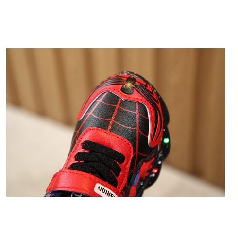 Dijamin Baru Sepatu anak SPIDERMAN NEW led gliteran manik manik kedap kedip  TERMURAH