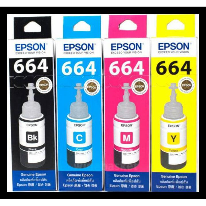 

BAYAR DITEMPAT TINTA PRINTER EPSON ORIGINAL 664 T664 T6641 T6642 T6643 T6644 L SERIES KODE 230