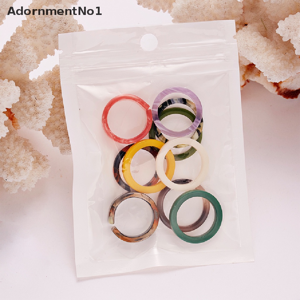 (AdornmentNo1) 10pcs / Lot Cincin Resin Warna Campur Gaya Korea Untuk Wanita