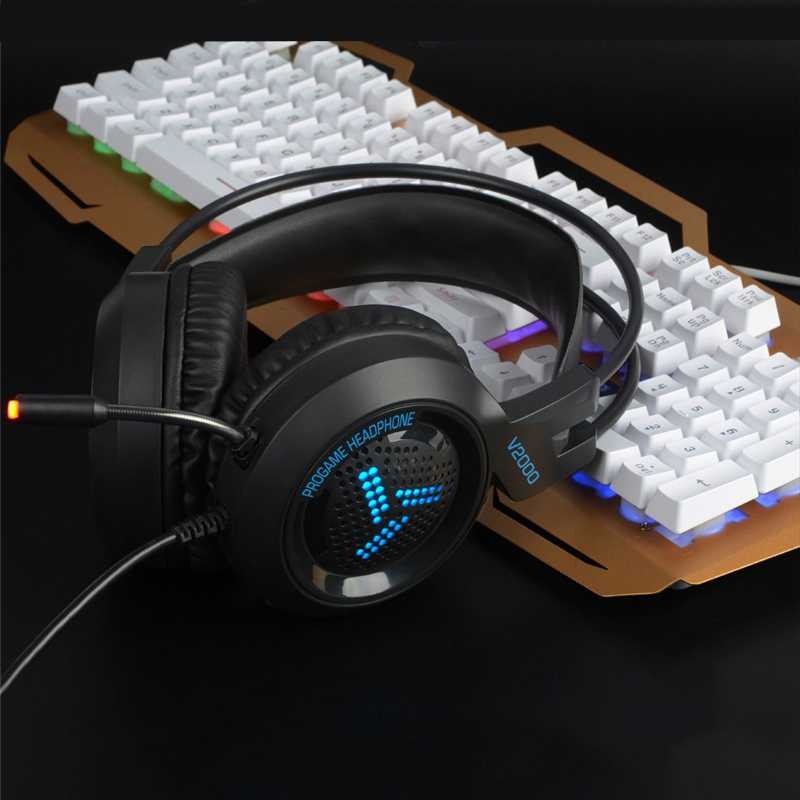 Terlariss !! Pro Gaming Headset 7.1 RGB Mode LED Light with Microphone - V2000