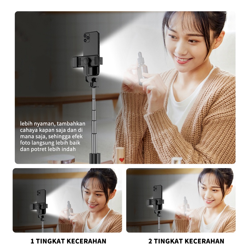 Tripod Tongsis Selfie Wireless Bluetooth Magic S03-S Led 4 IN 1 + Tripod Selfie Stick AH035 - ACS