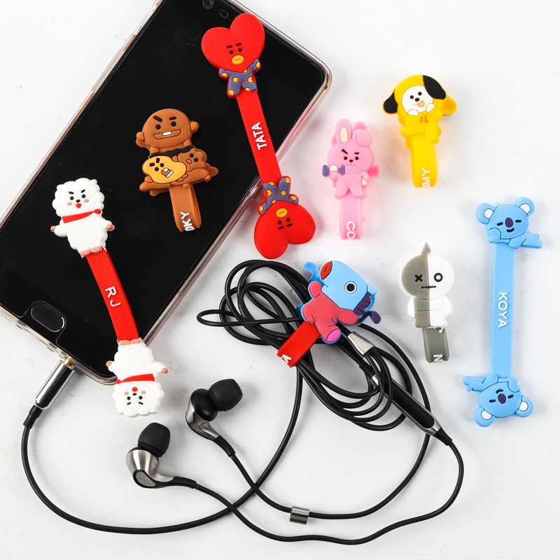 [Bayar Di Tempat]Silicone BTS Earphone Cable Organizer Clips Cable Winder Penyelenggara Kabel