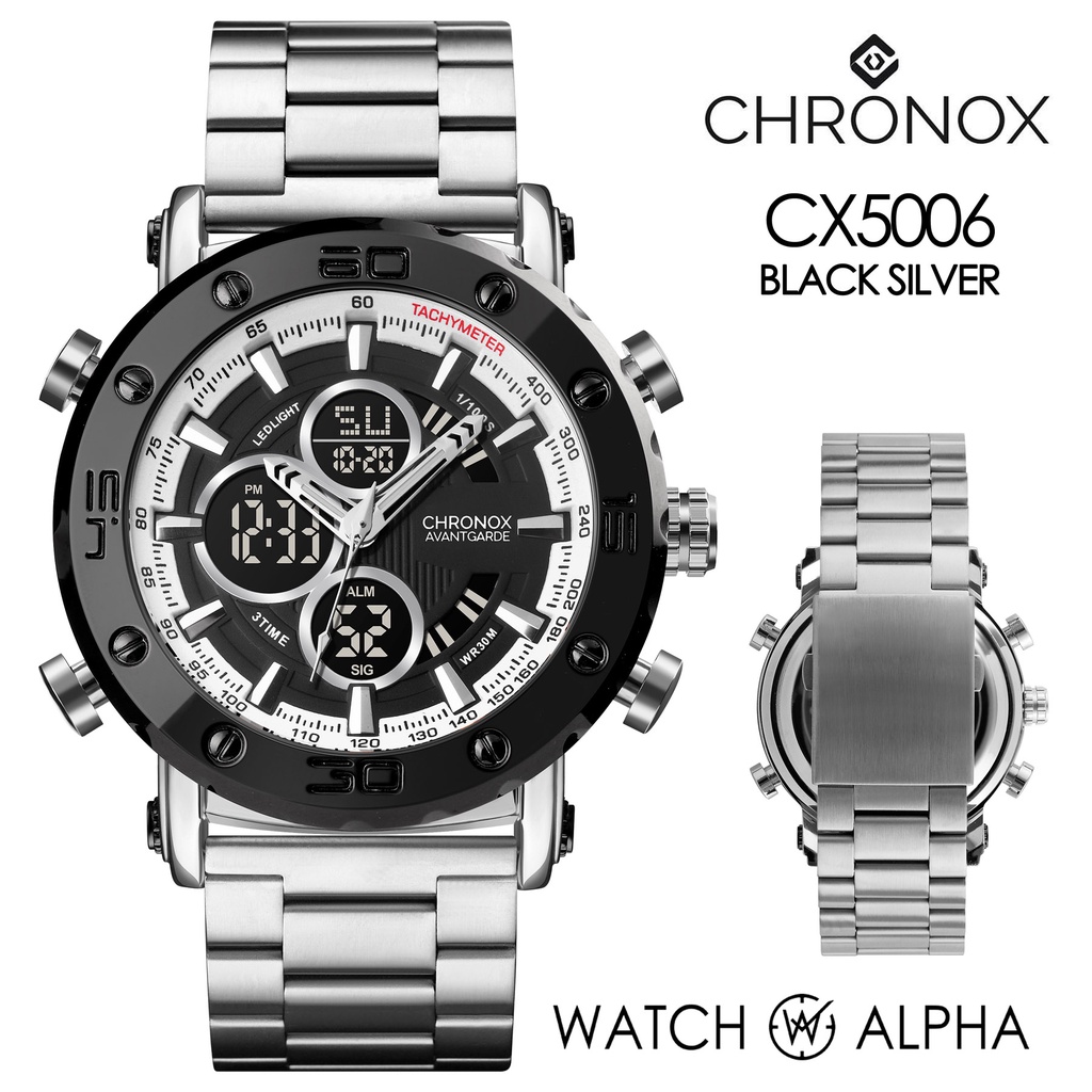 Jam Tangan Chronox CX5006 - BLACK SILVER Original Garansi Resmi 1th