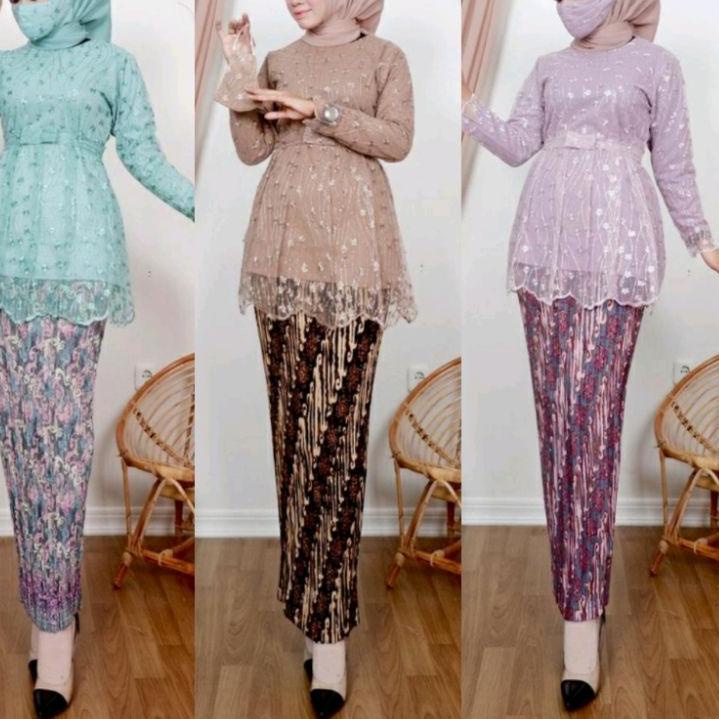 NusaKebaya Stelan Kebaya Brukat Tile / Setelan Kebaya Marsya Cantika / Kebaya Wisuda / Kebaya Kondan