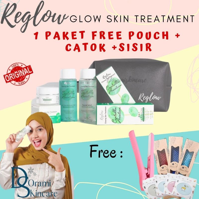 REGLOW SKINCARE SERIES (BELI 1 Paket FREE 3 HADIAH)  GLOW SKIN TREATMENT BY AMURA PAKET WAJAH-1 Paket (Free Catok)