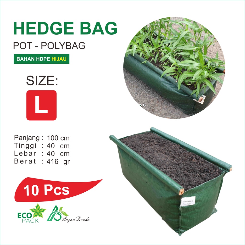 10 Pcs Hedge Bag Size L Planterbag Planter bag Pot Polybag Tanaman Buah Sayur Benih Bibit (40x40x100