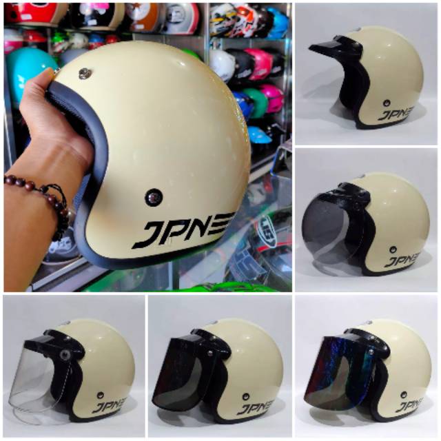 Helm Bogo Cream Metalik/Helm Cewek/Helm Cowok/Helm Dewasa