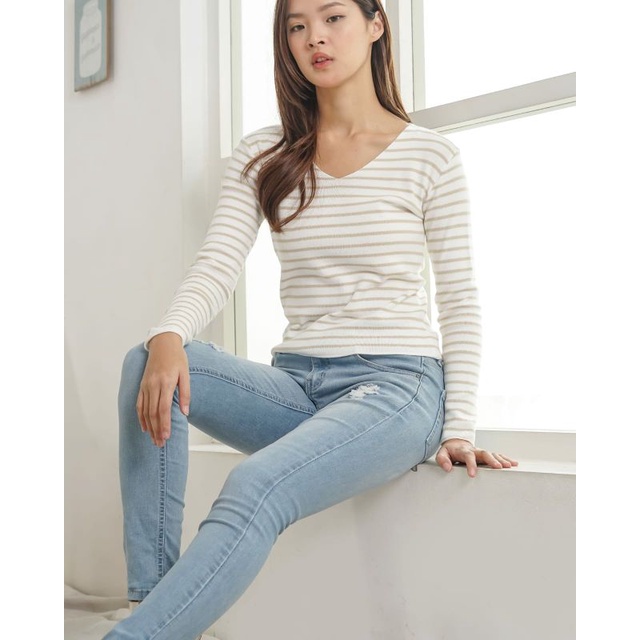 Basic Stripe Sweater Soft Knit Import TM (29015)