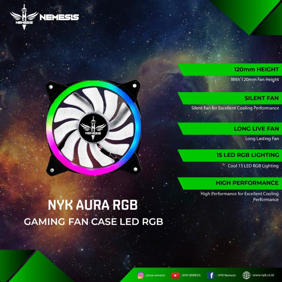 NYK Fan Casing 12cm NYK AURA Nemesis LED RING Auto RGB Gaming Fan Case