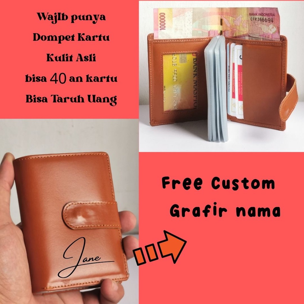 Dompet kartu kulit asli