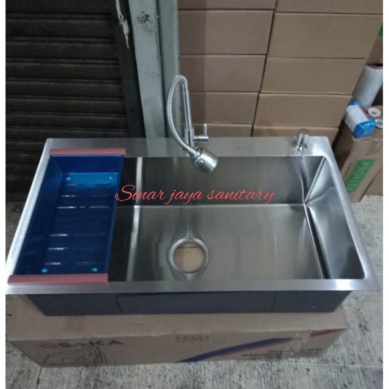 Paket kitchen sink 8050 stainless 304 / Sink komplit 8050 model bolzano stainless