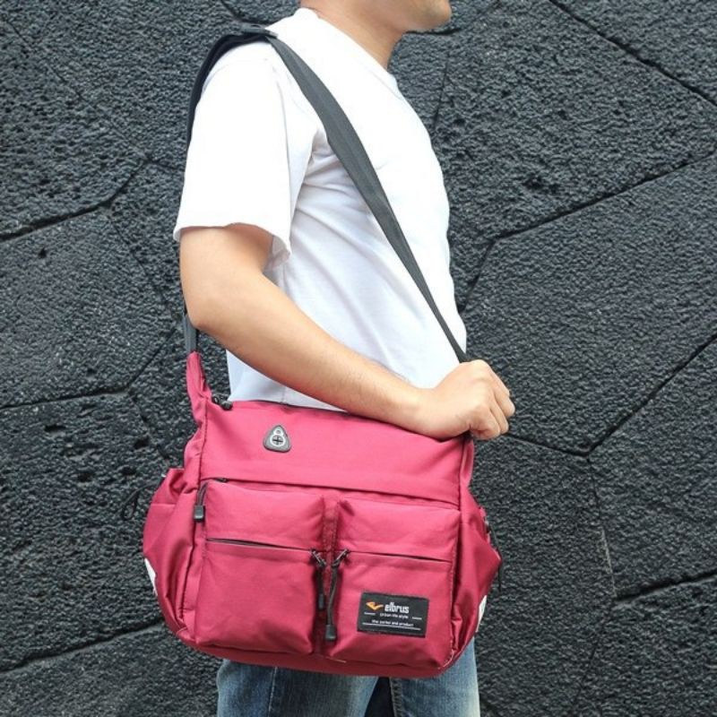 Tas Salempang Pria Slingbag Selempang Sekolah Kerja Kuliah Premium Original Muat Laptop