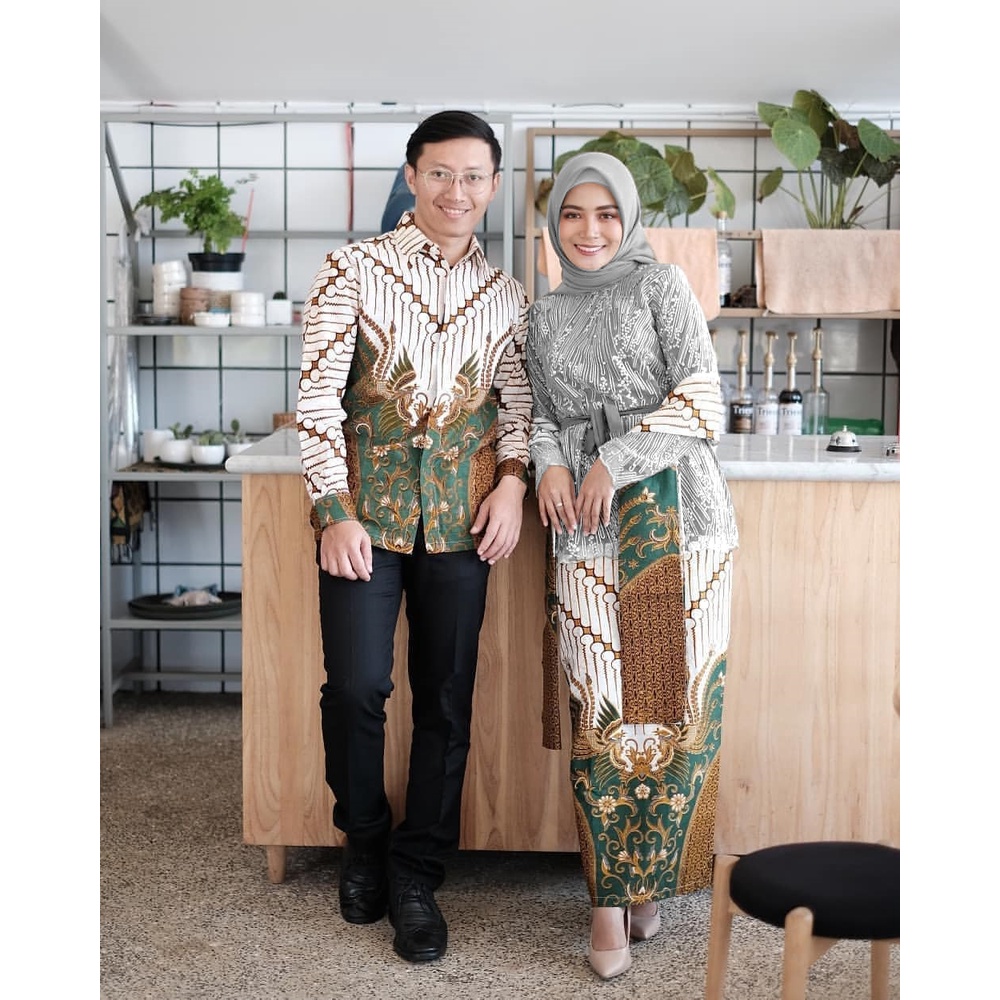 READY 4 WARNA Nayaka Batik - Batik Couple Nirmala Slendang Parang Ijo Tille Memutar