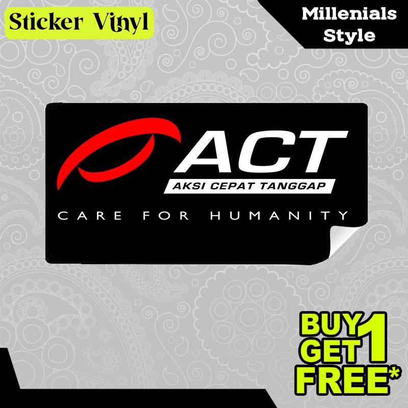 

Stiker Sticker ACT Aksi Cepat Tanggap Lembaga Kemanusiaan Care for Humanity Aesthetic Bahan Vinyl Satuan Anti Air