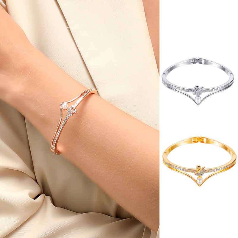 Gelang Pearl fashion Korea Swan Bracelet wanita kelas tinggi