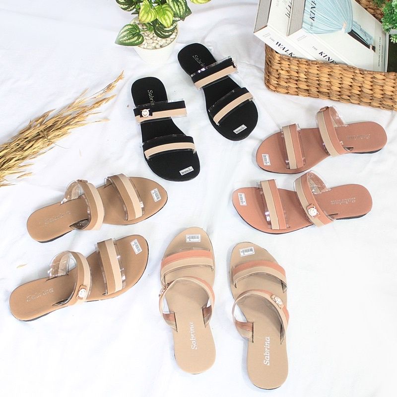 SENDAL SELOP WANITA FLAT TEPLEK CASUAL SLIDE TERBARU SANDAL SLOP CEWEK KARET KEKINIAN RUMAH SANTAI P
