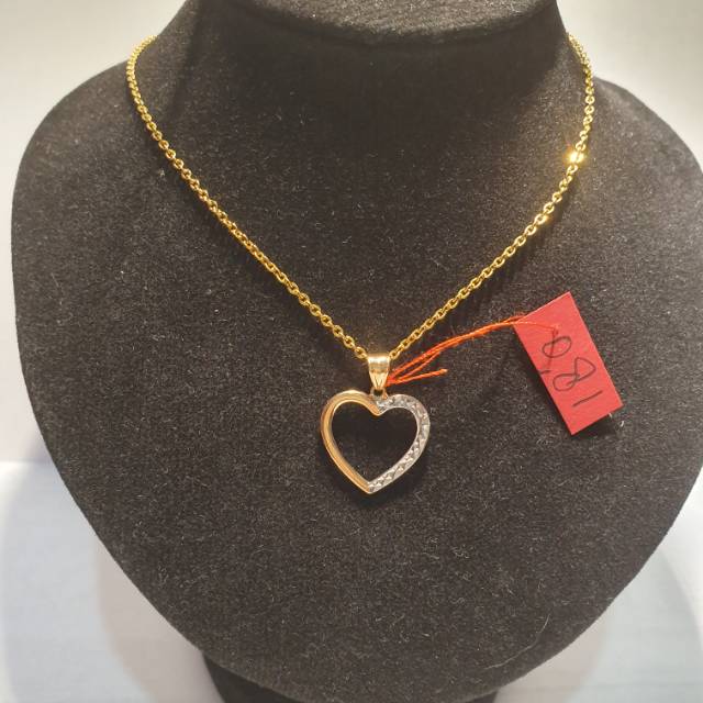 Set kalung model liontin hati kadar 700 emas asli hadiah ultah