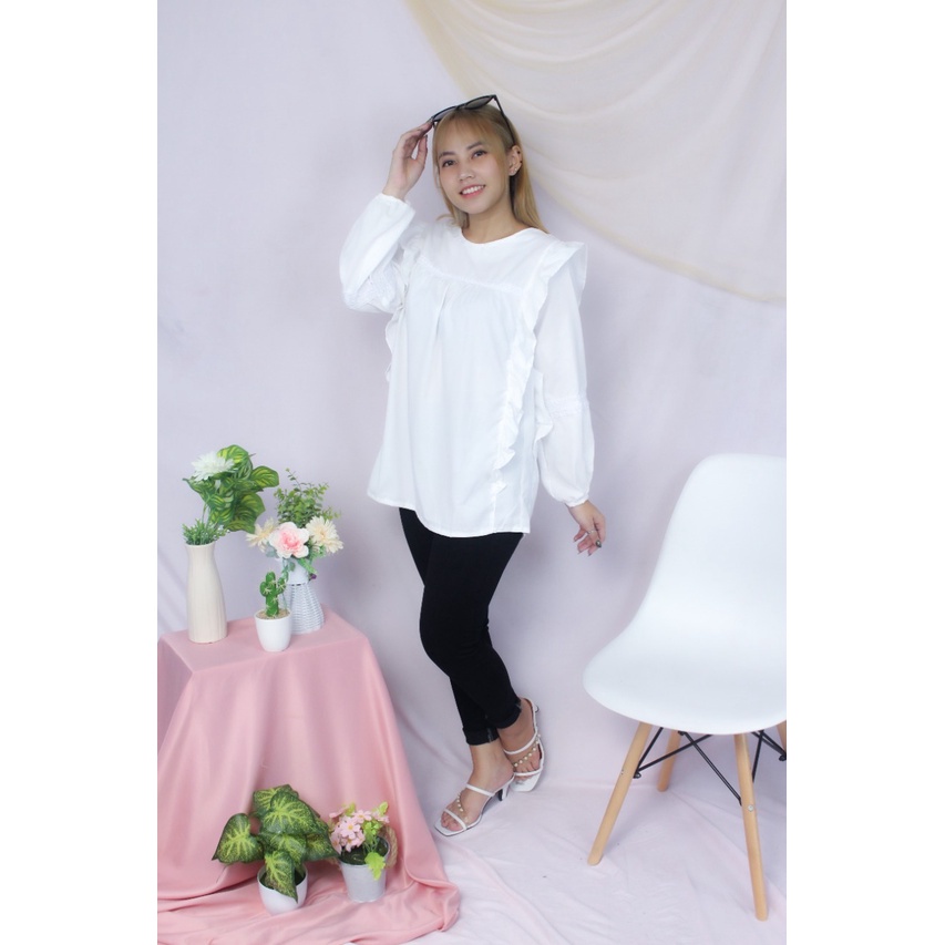 BEFAST - ZRX Blouse GHIFA / Saka Blouse / Blouse  Wanita Kekinian / Blouse Unik Polos / Blouse Kantor