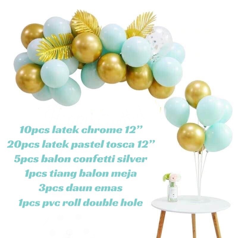 PAKET DEKORASI GARLAND TIANG BALON MEJA