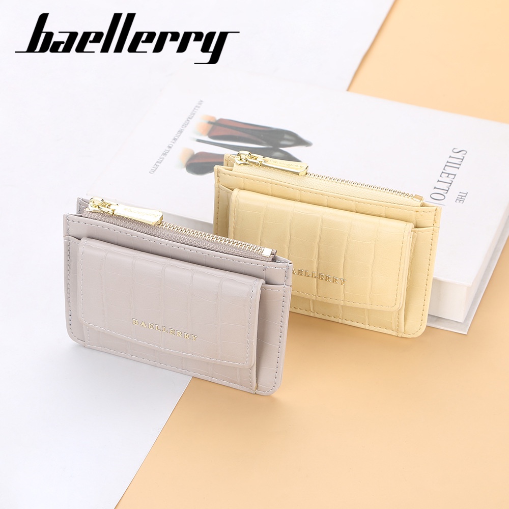 [BISA COD] BAELLERRY NR083 Dompet Kartu Wanita Bahan Kulit PU Leather Premium