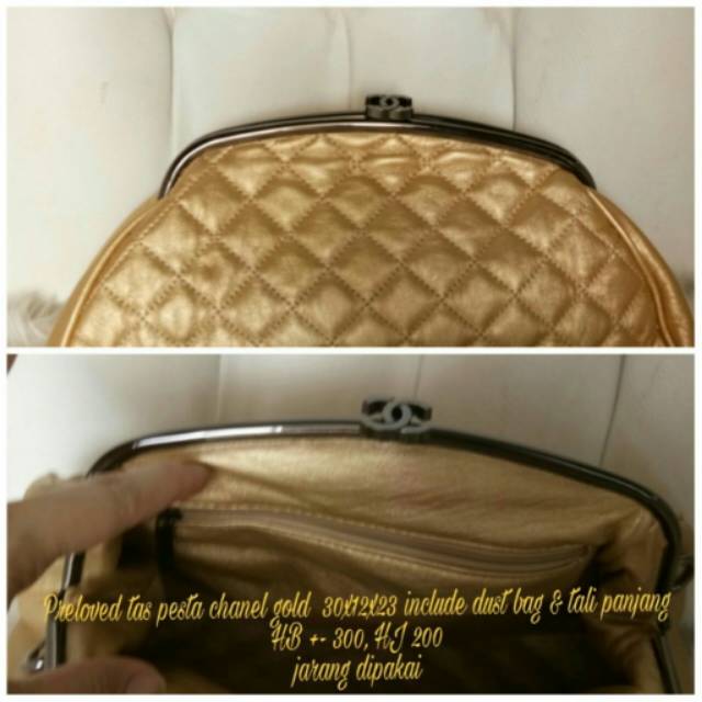Preloved Tas Pesta Chan*l Gold