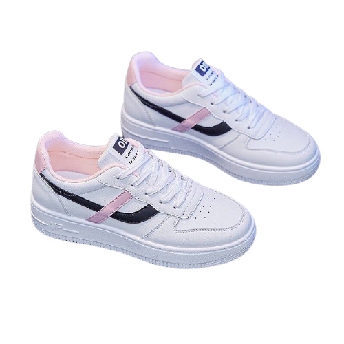 Sepatu Sneakers Wanita Korea style Terbaru Terlaris Kekinian-PUTIH LIS PINK HITAM