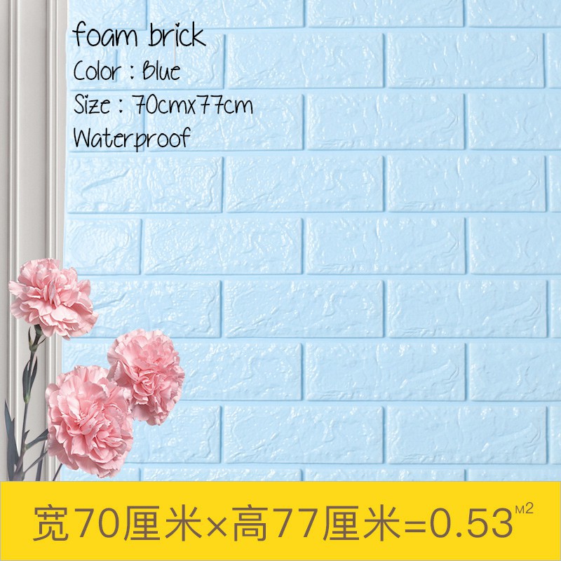 FOAM BRICK BATA WARNA BLUE / BIRU STICKER 3D WALPAPER DINDING PVC FOAMING GUDANG