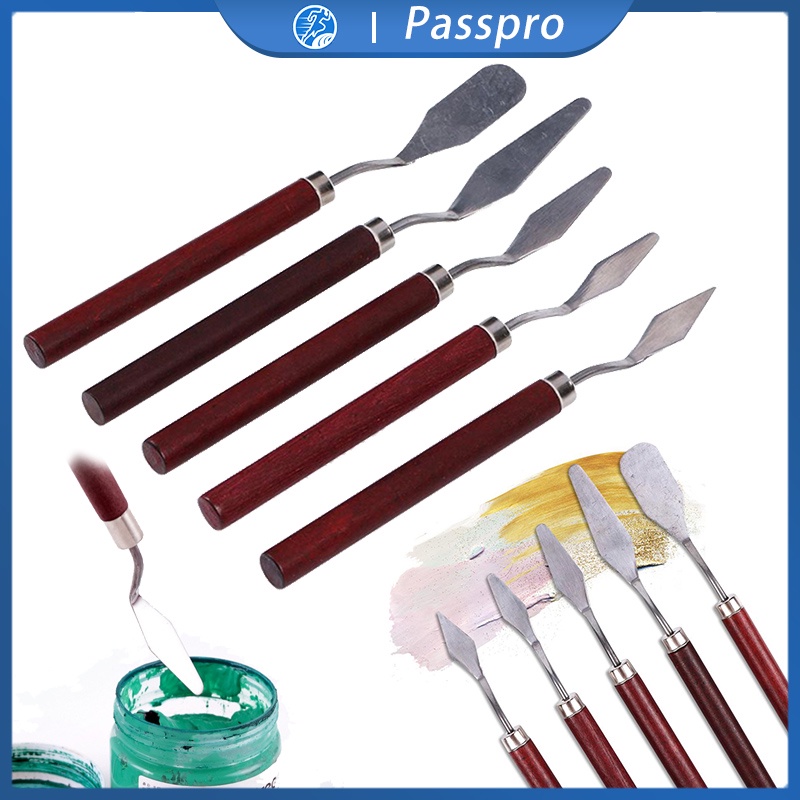 

Painting Knife Set Stainless Steel Scraper Palette Knife Art Material Untuk Dekorasi Kue Lukis Ukir - 5 PCS