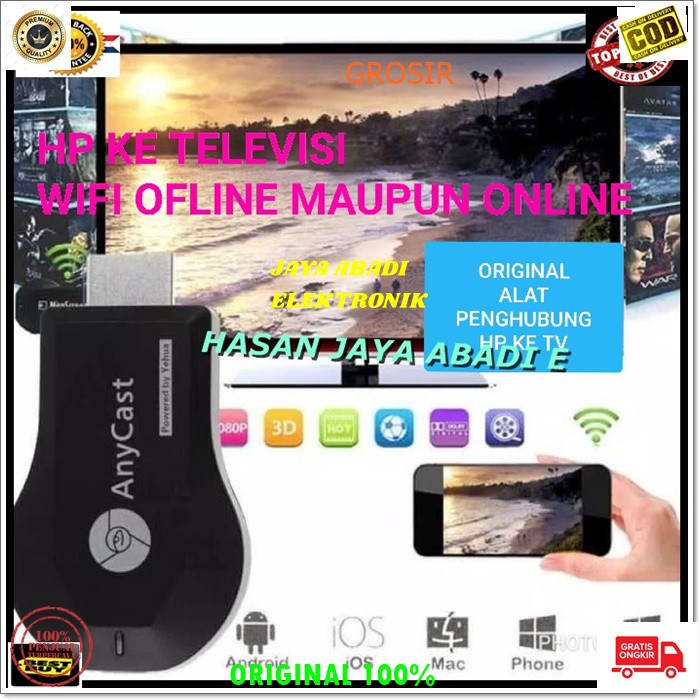 J100 ANYCAST ALAT PENYAMBUNG HP KE TV HANDPHONE KE TELEVISI DONGLE HDMI MIRAE CAST PENGHUBUNG WIRELESS STEAMING GAMBAR MIRRORING DISPLAY RECEIVER SUPPORT SHARING STEAMING DIGITAL UNIVERSAL SAMBUNG LAYAR USB WIFI SCREEN BISA SEGALA MEREK HANDPHONE