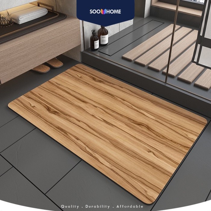 Keset Kaki Diatomite Motif Kayu Serap Air Premium Bathroom Mat