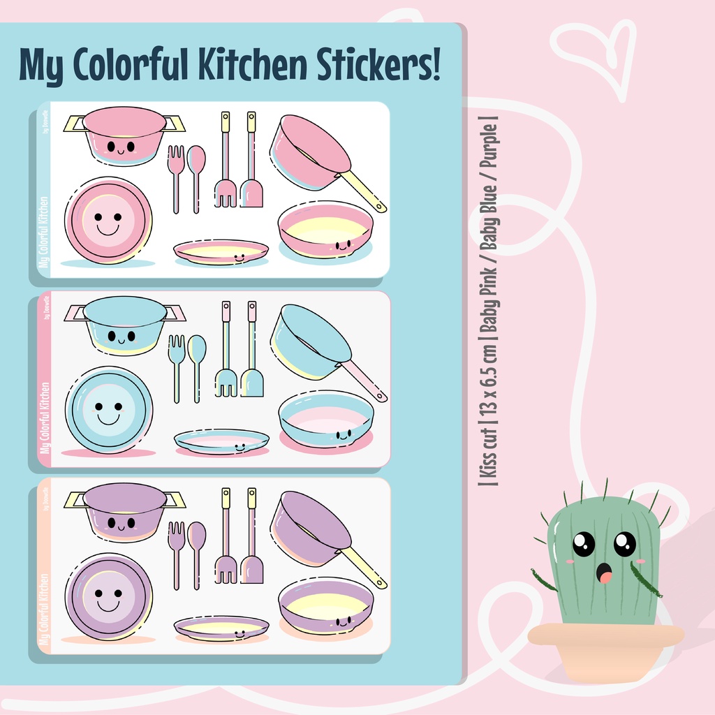 

Sticker Cooking Masak Dapur, My Colorful Kitchen - Stiker Journal, Planner, Bujo, Cute Pastel by Doowdle