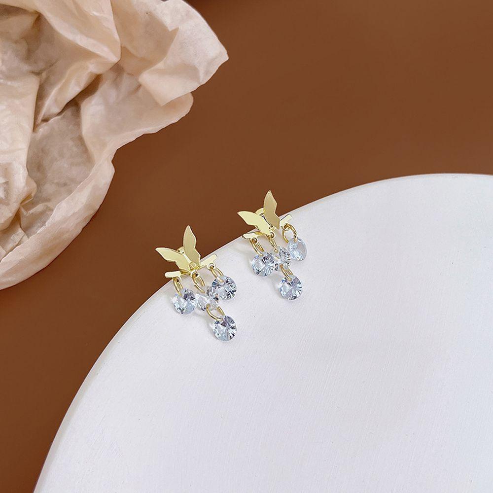 Needway Wanita Menjuntai Anting Trendi Eleagnt Untuk Perempuan Temperamen Zirkon Kristal Drop Earrings