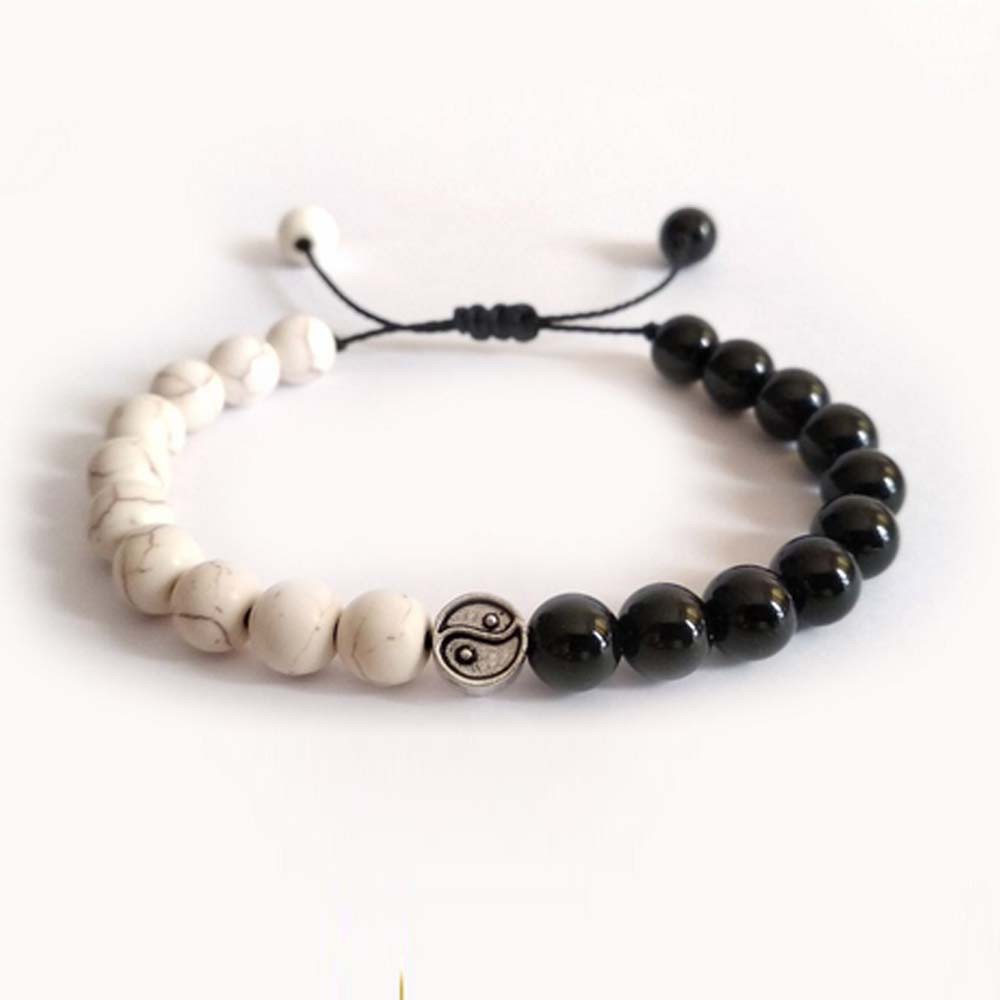 Gelang yin yang batu onyx dan White marble