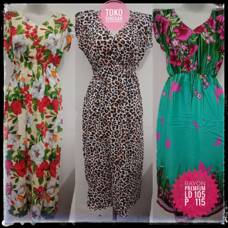 DASTER BALI MANOHARA MURAH MOTIF AKAR TIE DYE PANJANG BAJU TIDUR KEKINIAN BAHAN RAYON UK XL LD 105