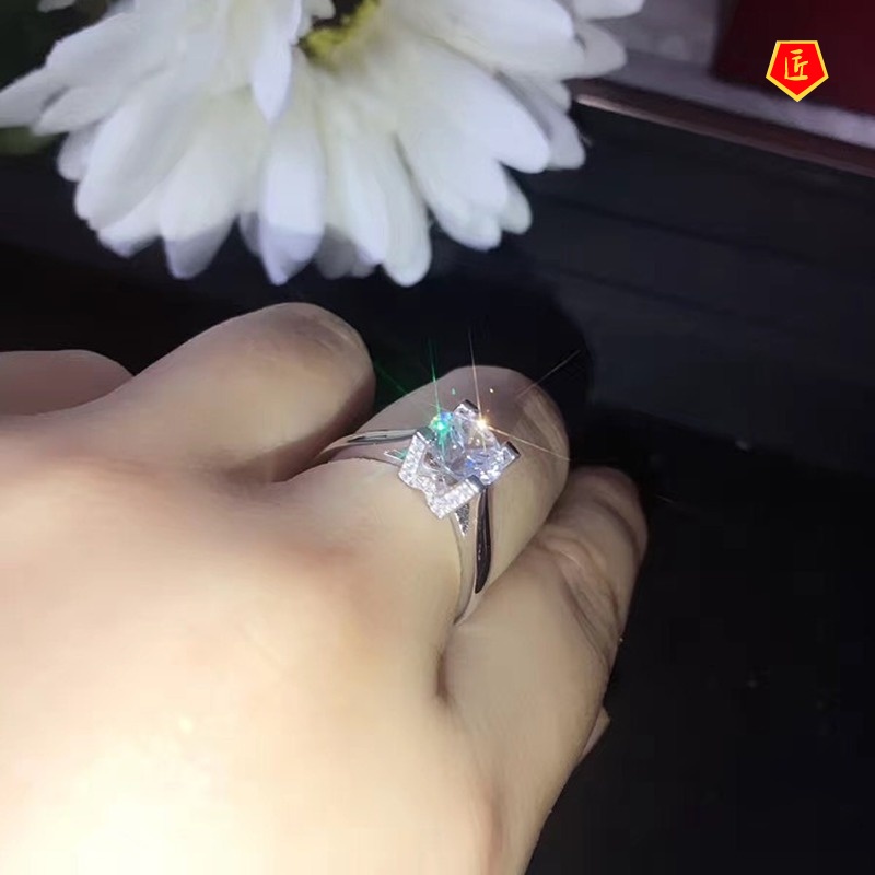 [Ready Stock]S925 Silver Diamond Ring New Creative HW Letters