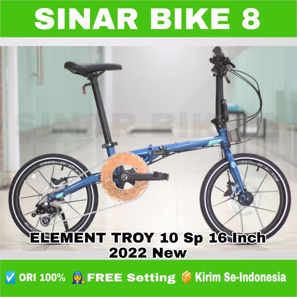 Sepeda Lipat  ELEMENT TROY 10 Speed Chromoly Ukuran 16 Inch